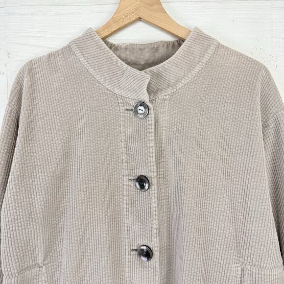 J.Jill Womens XL Corduroy Button Up Jacket Shacket Taupe Pockets Utility Chore - Picture 3 of 15